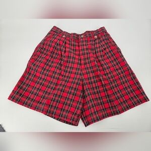 Cenza Vintage 90s Red & Green Plaid High Rise 100% Cotton Shorts Sz 12 *Read*
